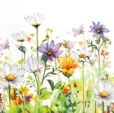 (2) Two Paper Lunch Napkins for Decoupage/Mixed Media - Beautiful Flower Meadow Napkin price