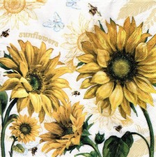 (2) Two Paper Lunch Napkins for Decoupage/Mixed Media - Sunflowers in Wind Napkin price