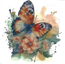(2) Two Paper Lunch Napkins for Decoupage/Mixed Media - Watercolor Butterfly Napkin price