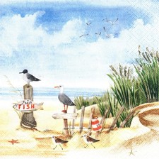 (2) Two Paper Lunch Napkins for Decoupage/Mixed Media - Fresh Fish at Dune Napkin price