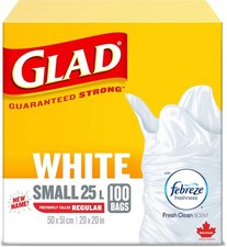 Glad 25L Trash Bags with Febreze Fresh Clean Scent – EasyTie Closure, 100pk Trash Bags price