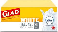 Heavy Duty White Garbage Bags - Tall 45 Litres - Forceflex, Drawstring Trash Bags price