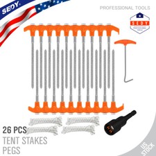 26pc TWISTED Tent Stakes Camping Outdoor Pegs Steel Heavy Duty Metal Nail Tent price