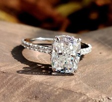 3.16Ct. White Cushion Lab Created Diamond Engagement Ring 925 Sterling Silver Diamond Solitaire Ring price