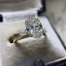 2.55Ct Oval Cut White Lab Created Diamond Solitaire 14K Gold FN Engagement Ring Diamond Solitaire Ring price