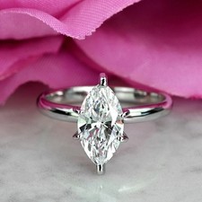 4.00 Ct Certified Marquise Cut White Treated Diamond Solitaire Ring 925 Silver ! Diamond Solitaire Ring price