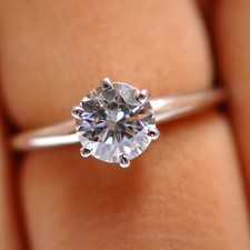 D/VVS1 2.00 Carats Round Shape Solitaire Ring In 925 Silver - Tariffs Free Diamond Solitaire Ring price