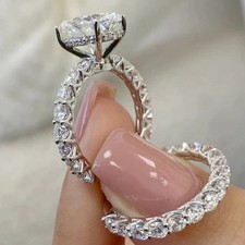 2Ct Oval Cut Lab-Created Diamond Solitaire Bridal Set Ring 14K White Gold Plated Diamond Solitaire Ring price