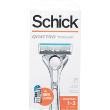 Schick Quattro Titanium Razor Kit Handle + 3 Cartridges Men's Razor System Razors and Refills price