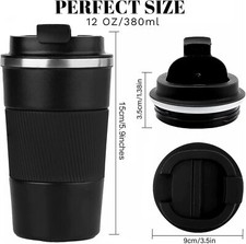 Insulated Travel Coffee Mug Spill Proof Thermos for Hot Cold Drink (Black 12 OZ) Thermos price