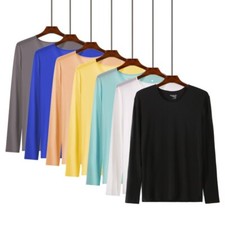Men Ice Silk Transparent Underwear Thin T-Shirts Long Sleeves Tee Top Undershirt Thermal Underwear price