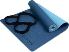 COVACURE 6mm Yoga Mat Non Slip Lightweight Fitness Pilates w/ Carry Strap (Blue) Pilates Mat price