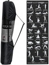Yoga Gym Mat Rug Non Slip Asana Postures Printed Pilates Workout + Carry Bag Pilates Mat price