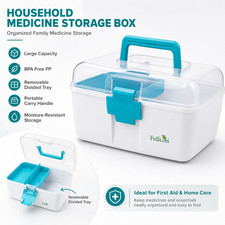 First Aid Medicine Storage Box with Handle, Clear Lid and Removable Tray 1PK Medicine & Supply Cabinet price