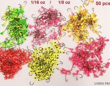 Lures Pro 50 PCs 1/32 1/16 oz 1/8 oz  Jig Heads Fishing hooks Crappie Bass sharp Fishing Hook (Jig) price