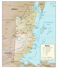 Belize Physical Geography Geographic Physiographic Map Country Nation Print Geography price