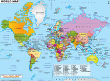Political World Map Educational Geography Poster Geography price