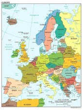 Europe Political Map Educational Geography Wall Art Poster Geography price