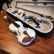 White Full-Size 4/4 Solid Wood Violin Package with Case, Bow, Rosin, and More Violins price