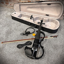 Full-Size 4/4 Electric Violin Fiddle with Black Sparkle Finish, Case, Bow & More Violins price