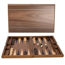 17" Large Wood Backgammon Board Game Set.Inlay Double Stripe Board w/Game Pieces Backgammon price