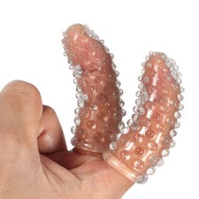 2PCS Finger Condoms Sleeve Pink Soft TPE Stimulator Fun Tool-Sensation-Textured Condoms price