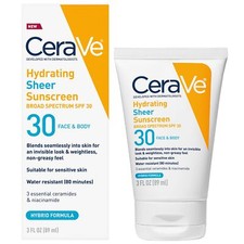 CeraVe Hydrating Sheer Sunscreen  Broad Spectrum SPF 30 for Face and Body Sun Creams and Lotions price