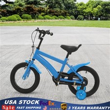 14" Kids Bike With Training Wheels Adjustable Seat Handbrake Blue Black Bicycle Kids' Bicycles price