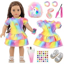 18 Inch Doll Clothes and Accessories - Dress Makeup Set -Included Skirt, Back... Makeup Brushes and Accessories price
