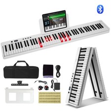 VEVOR 88 Key Folding Keyboard Piano Portable Foldable Piano Bluetooth MIDI White Digital Pianos price