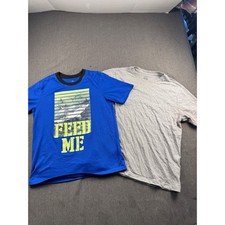 Wonder Nation Boys T-Shirt Bundle Size L 10-12 Husky Shark Blue Gray 2-Pack Boys' T-shirt price