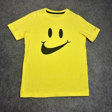Nike Boys Smiley Face Graphic T-Shirt Yellow Youth Medium Short Sleeve Tee Boys' T-shirt price