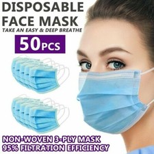 50 PCS Disposable Face Mask 3-Ply Non Medical Surgical Earloop Mouth Dust Cover Masks price