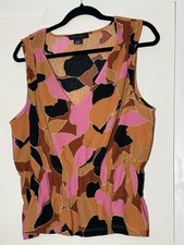 Sanctuary Abstract Color Peplum Top Sleeveless Large Feminine Blouse price