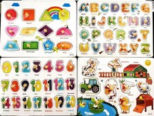 4PCS Montessori Wooden Peg Puzzles for Toddlers, Kids, Educational Learning Toys Education Sets price
