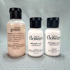 3x Philosophy Amazing Grace & Field of Flowers Shampoo Wash & Lotion Mini Travel Philosophy Sets price