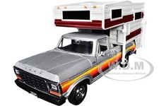 1979 FORD F-150 CUSTOM PICKUP SILVER W/CAMPER 1/24 MODEL BY MOTORMAX 75330-79346 American Classics price