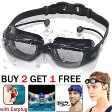 Adult Swim Goggles Adjustable Waterproof Anti-Fog UV Swimming Glasses + Ear Plug Swim Goggles price
