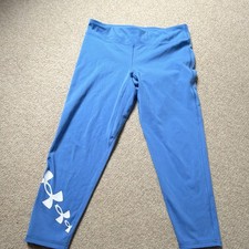Under Armour Girls Pull-On Leggings Size L Blue Stretch Elastic Waist Girls' Pants price