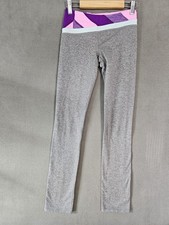 Ivivva Girls 10 Athletic Yoga Leggings Pants Gray Light Compression Purple Waist Girls' Pants price