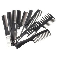 10Pcs Pro Barbers Brush Combs Salon Hair Cutting Set Plastic Black Hair Brush and Comb price