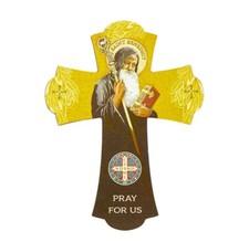 St Benedict Medal Wooden Wall Cross 8” Protection Wall Art San Benito Cruz Decor Wooden Wall Art price