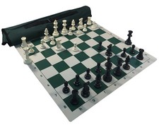 GREEN QUIVER COMBO : Chess Board, Bag, & 3 3/4" King Chess Pieces - FREE SHIP Chess price
