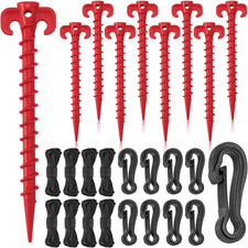 27 Pieces Plastic Inflatable Stakes Set, Include Tent Stakes, Tethers Ropes and Camping Set & Festival Package price