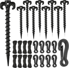 AUGSUN 27 Pieces Plastic Inflatable Stakes Set, Include Tent Stakes, Tethers Rop Camping Set & Festival Package price