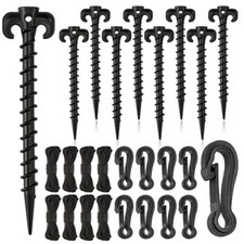 27 Pieces Plastic Inflatable Stakes Set, Include Tent Stakes, Tethers Black Camping Set & Festival Package price