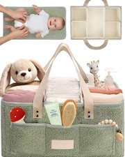 Baby Diaper Caddy Organizer with Portable Changing Mat - Teddy Fleece Diaper ... Baby Changing Mat price