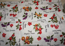 1-1/3yds x 36", "Botanical Print", Orchard Fruits & Their Names, Cotton Fabric YDS price