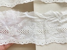 2 Yds Bright White Embroidered Eyelet Cotton Trim/Sewing/Bridal/Crafts/3" Wide YDS price
