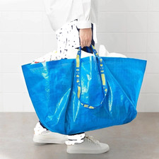 IKEA Frakta Large Size Storage Bag Blue Sturdy Laundry Grocery Durable-19Gal Storage Bag price